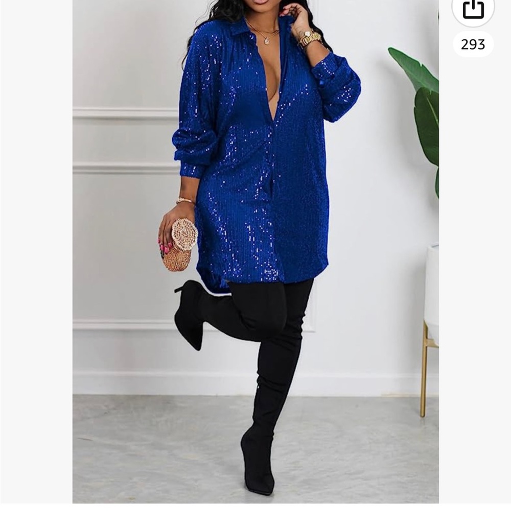 SPARKLY!!!!!Long sleeve button down shirt dress
